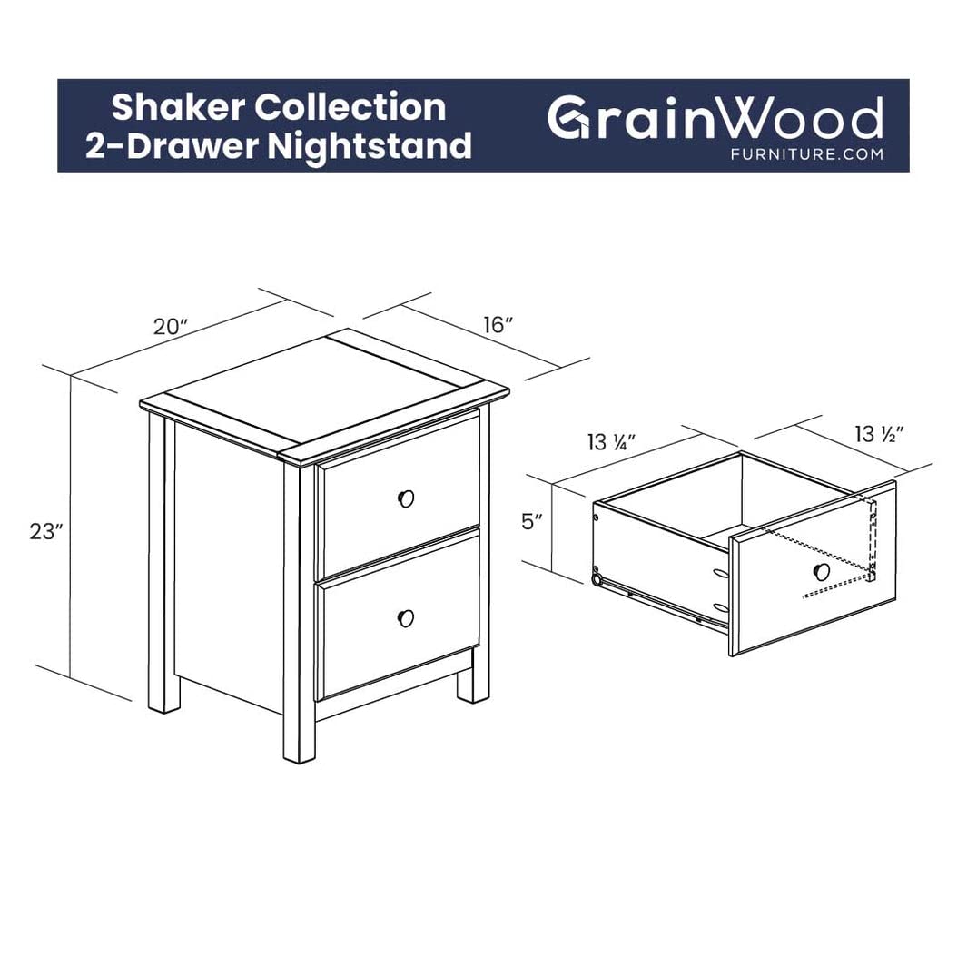 2-Drawer Solid Wood Nightstand O712