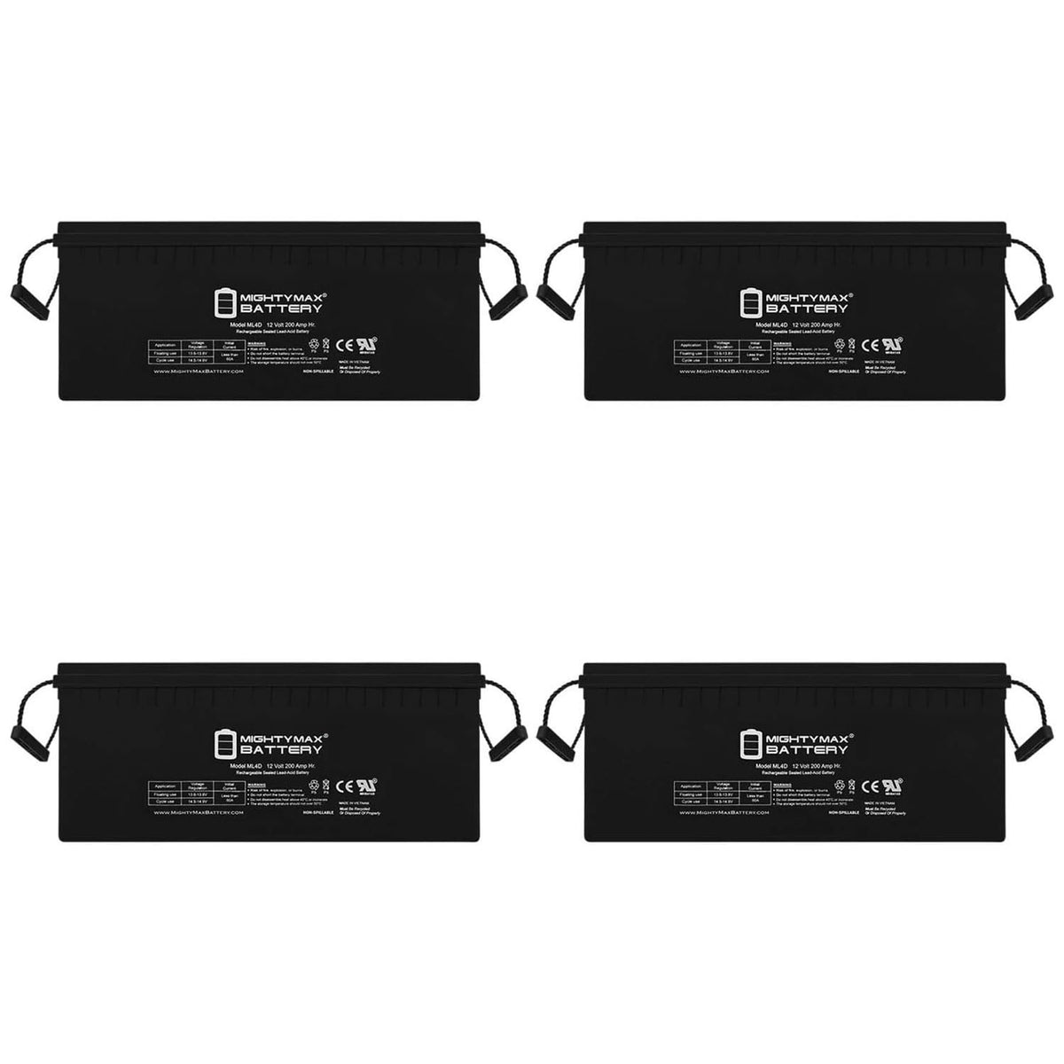 12V 200 Amps Sealed Lead-Acid Battery 4 Pack M193955