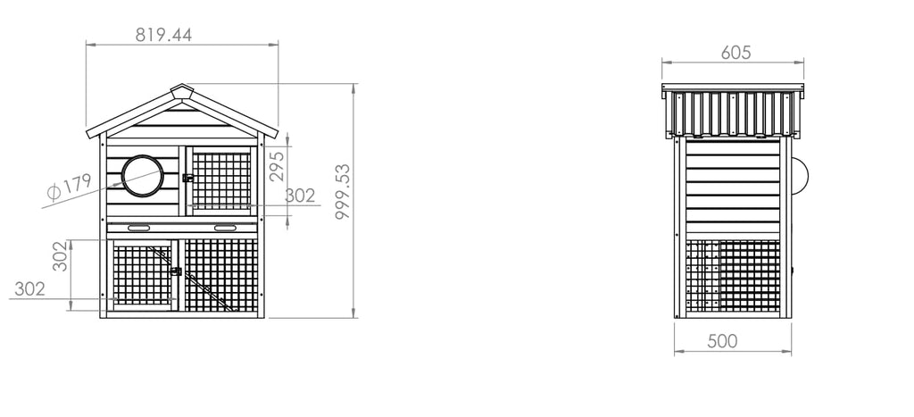 2-Tier Wooden Rabbit Hutch with Viewing Window C395