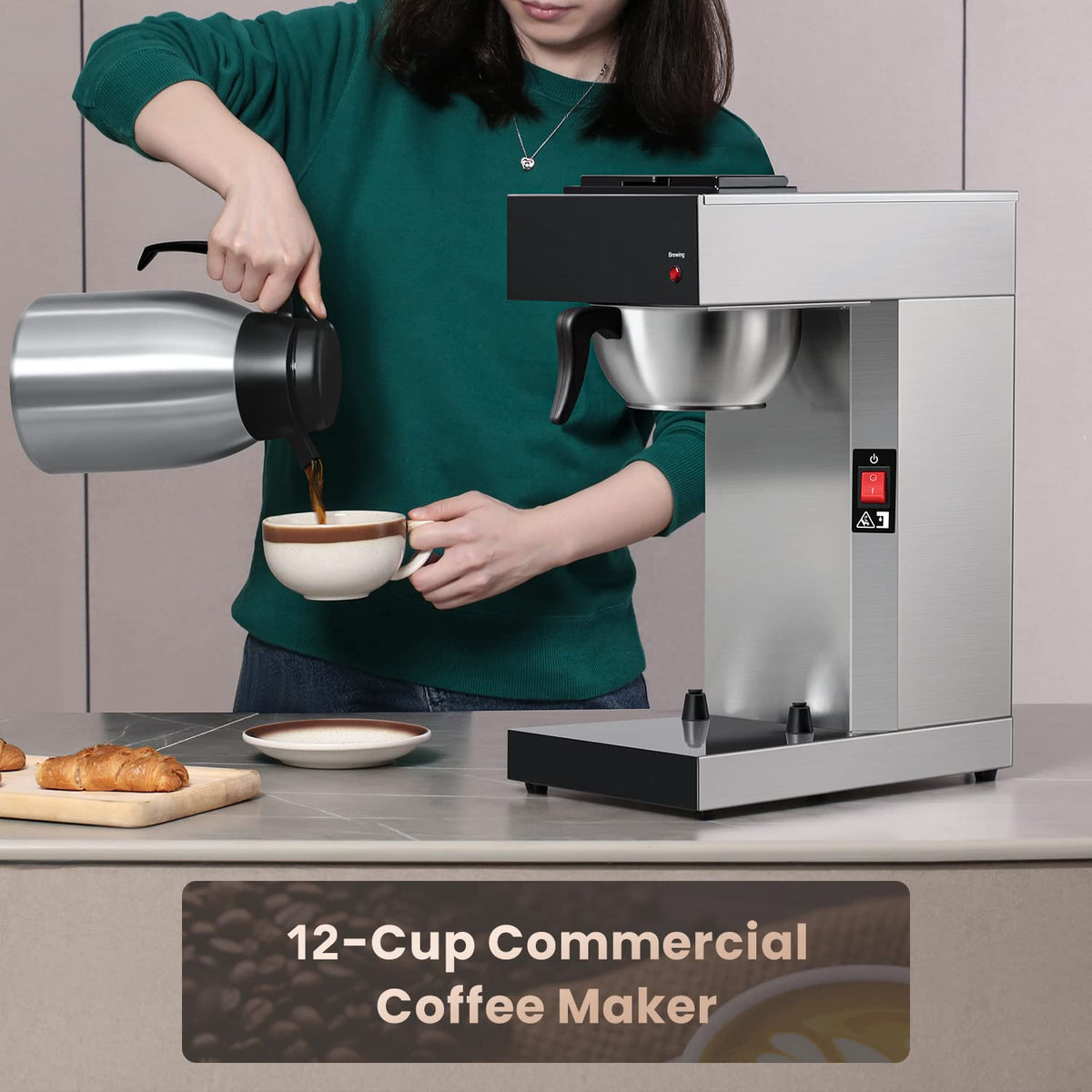 12-Cup Commercial Coffee Maker with Thermal Carafe L412973