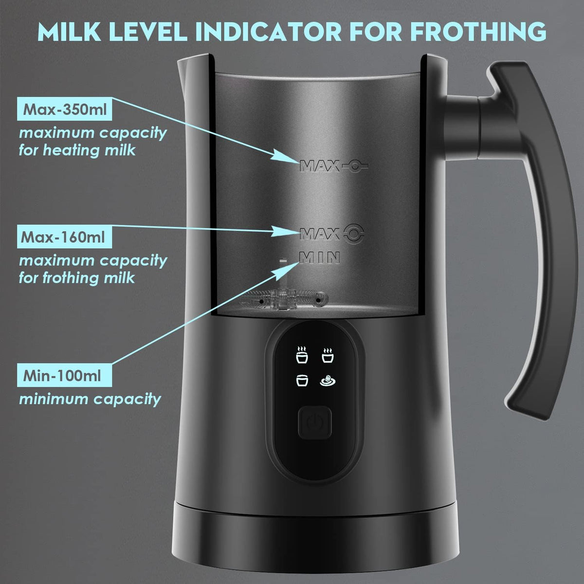 4 in 1 Electric Milk Frother, 11.8oz Automatic Warm and Cold Foam Maker J947