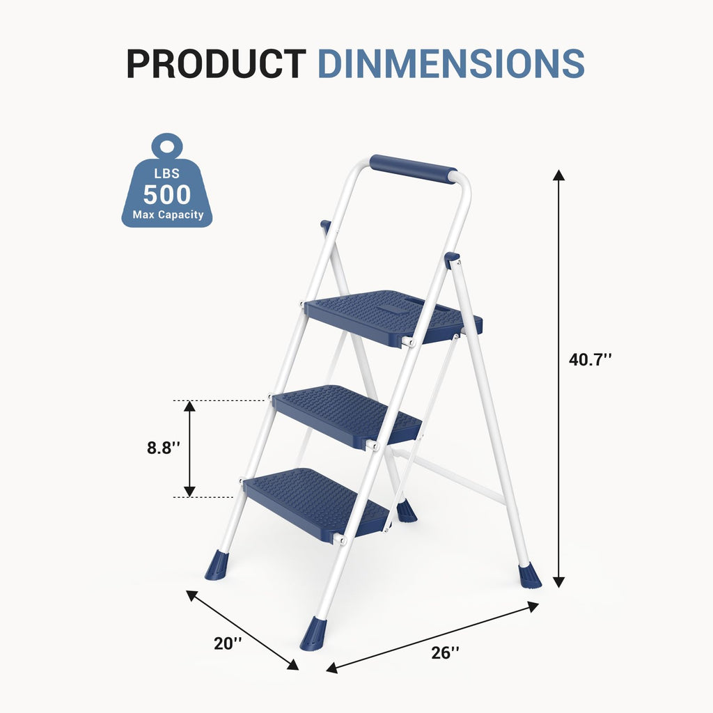 3 Step Anti-Slip Handrail 500lbs Step Ladder L92535
