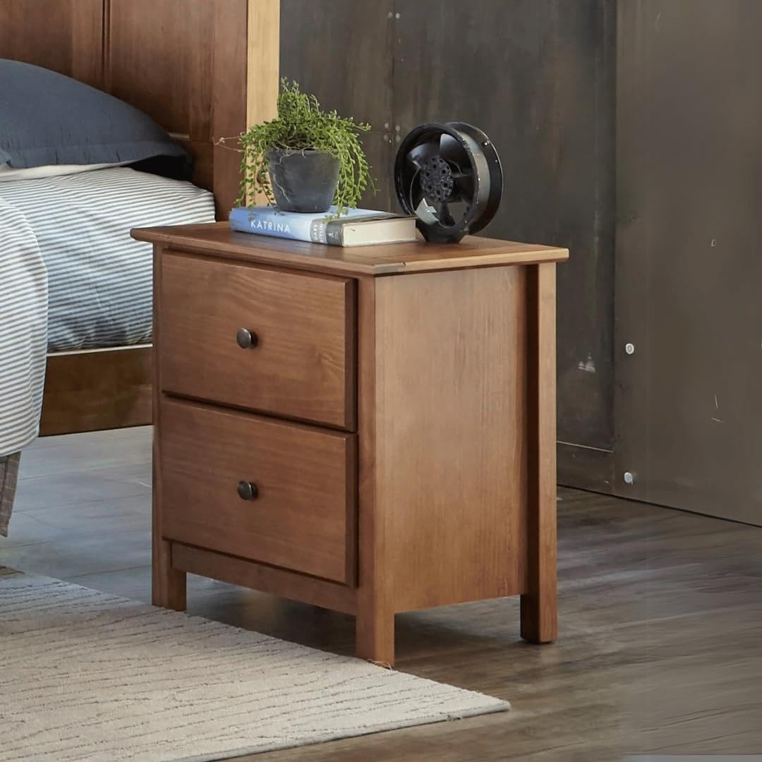 2-Drawer Solid Wood Nightstand O712