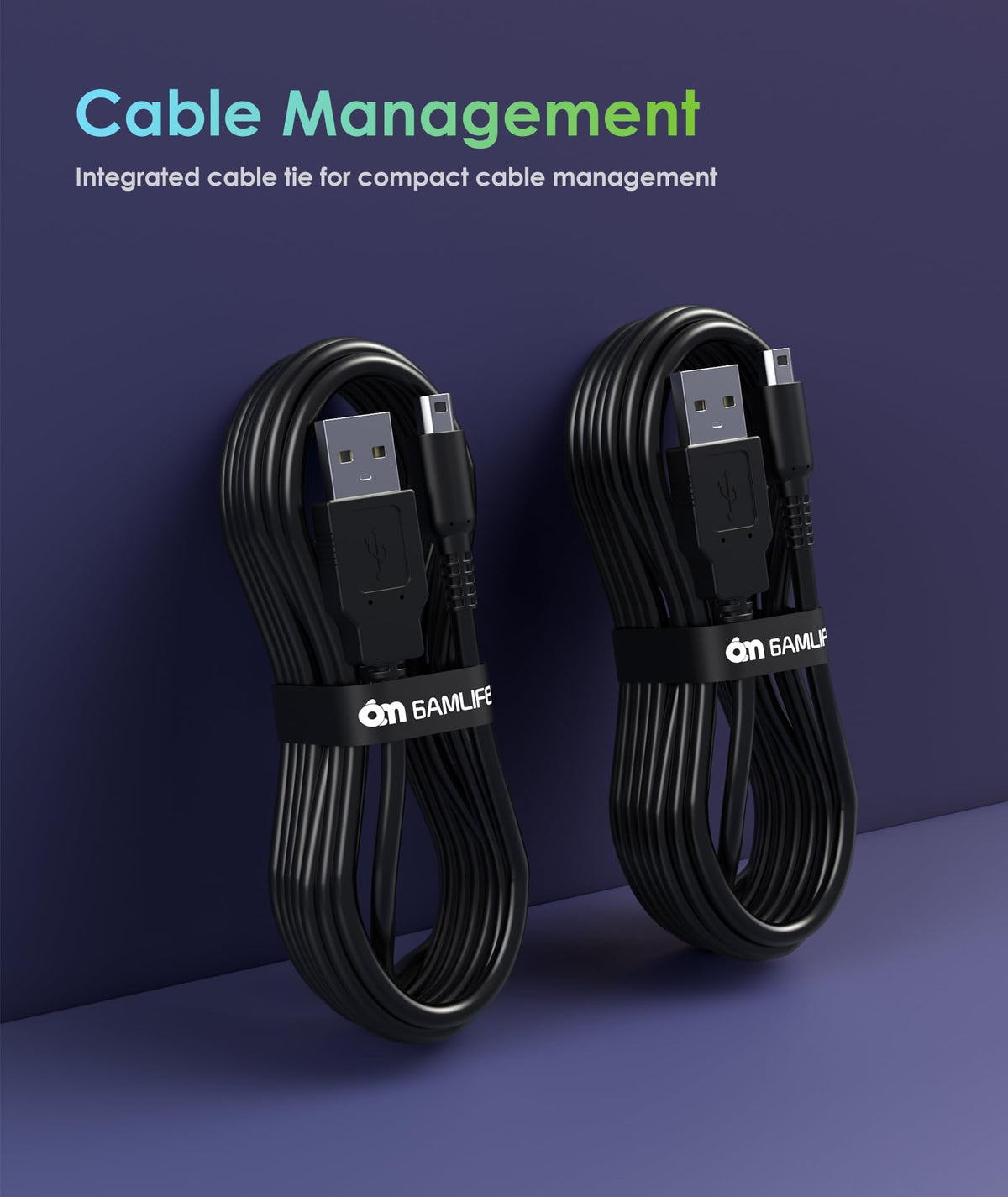 2 Pack 4FT USB Charging Cable for 3DS 2DS DSi Black T544109