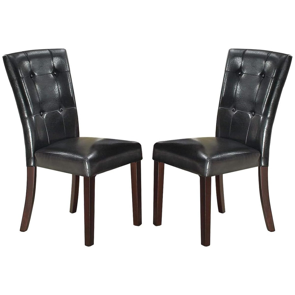 Black Faux Leather Tufted Parson Chairs Set of 2 D208146