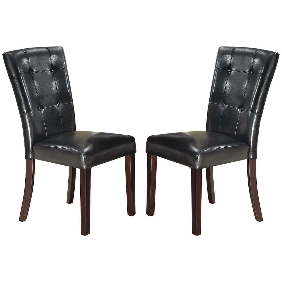 Black Faux Leather Tufted Parson Chairs Set of 2 D208146