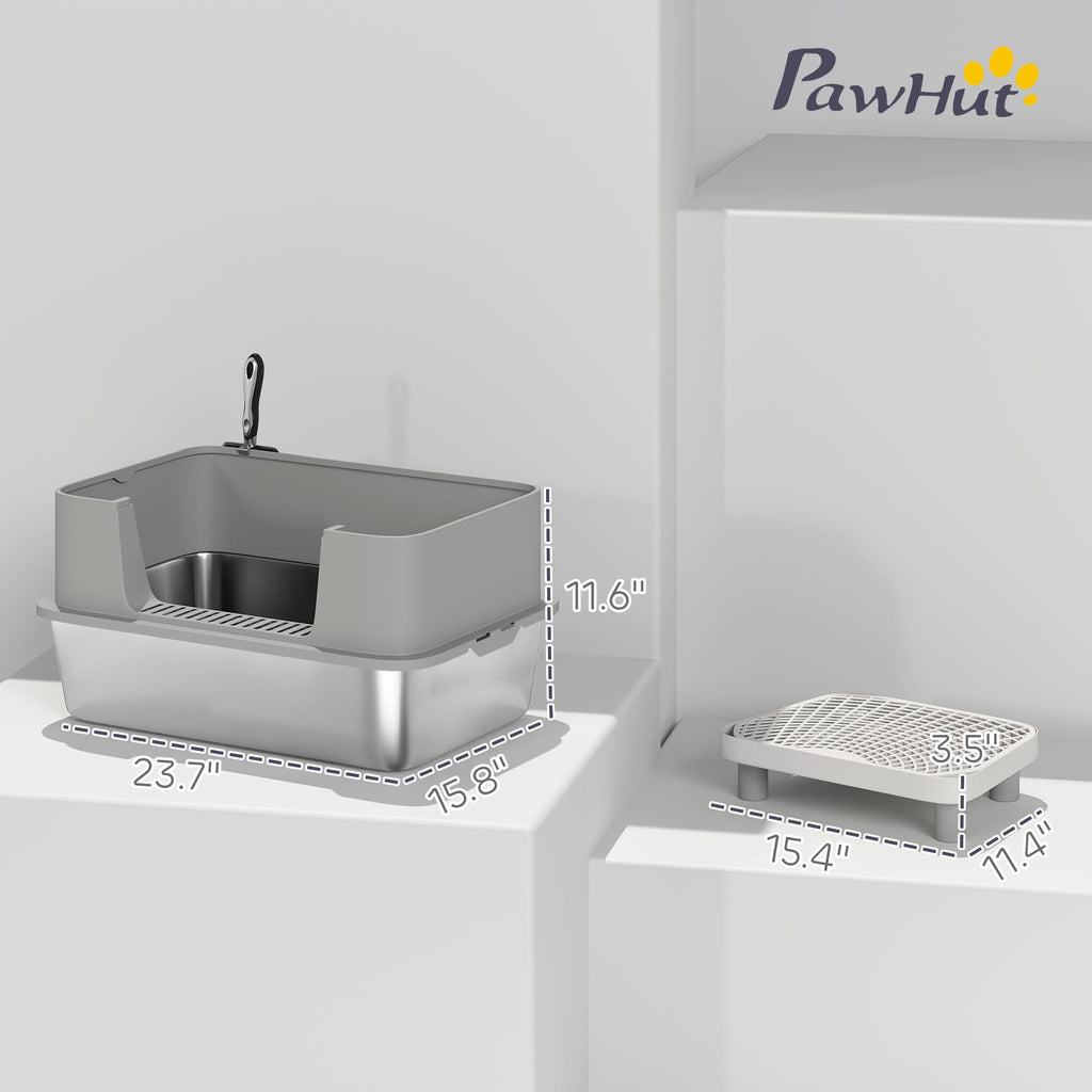 Stainless Steel Extra Large High Sided Litter Box with Scoop P594950