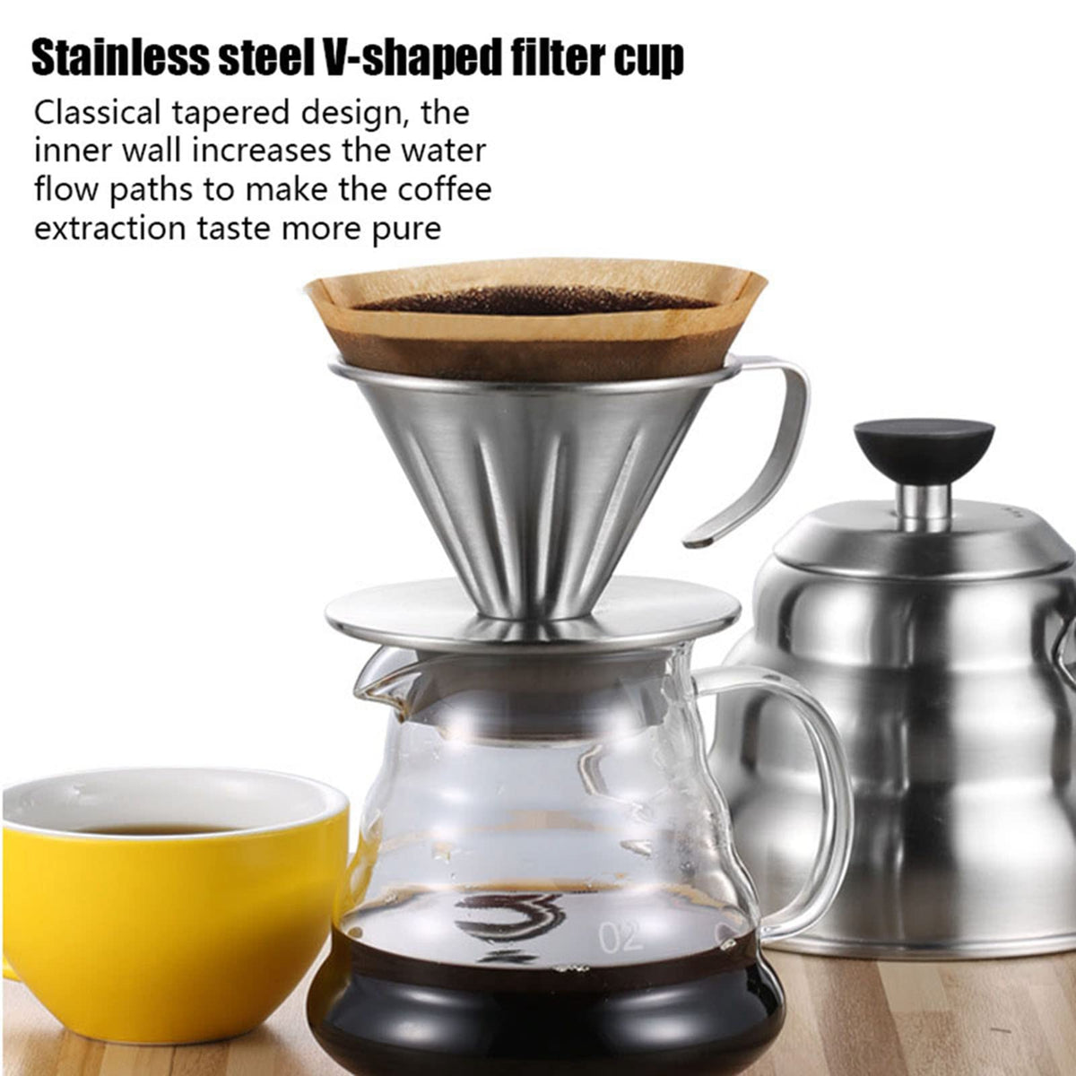 Pour over Stainless Steel Reusable Coffee Dripper J620577