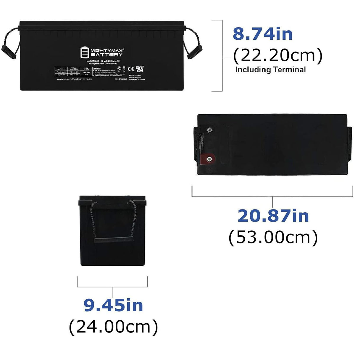 12V 200 Amps Sealed Lead-Acid Battery 4 Pack M193955