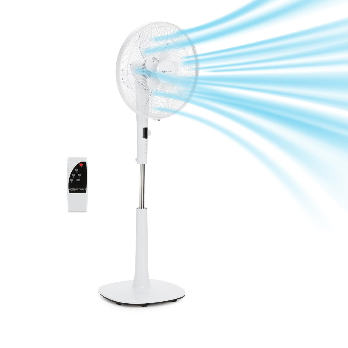 16-inch Quiet DC Motor Standing Floor Fan with Remote, White Y8969