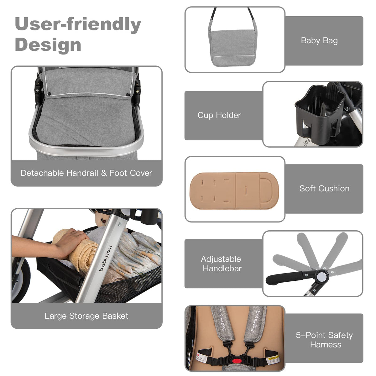 2-in-1 Convertible Bassinet Reclining Stroller B461