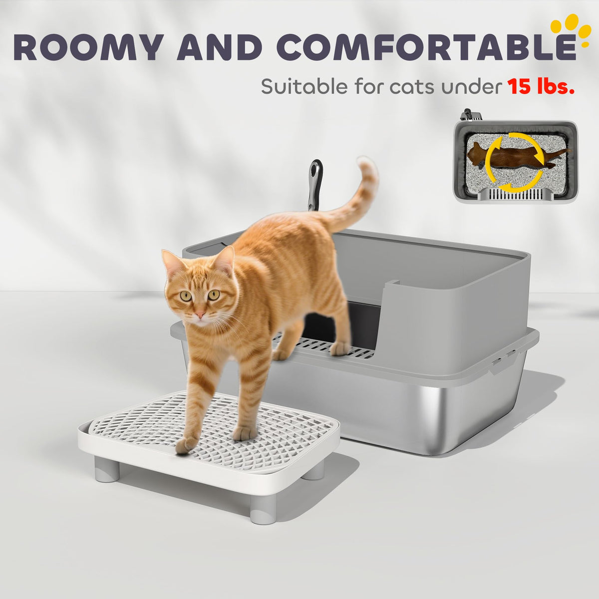 Stainless Steel Extra Large High Sided Litter Box with Scoop P594950