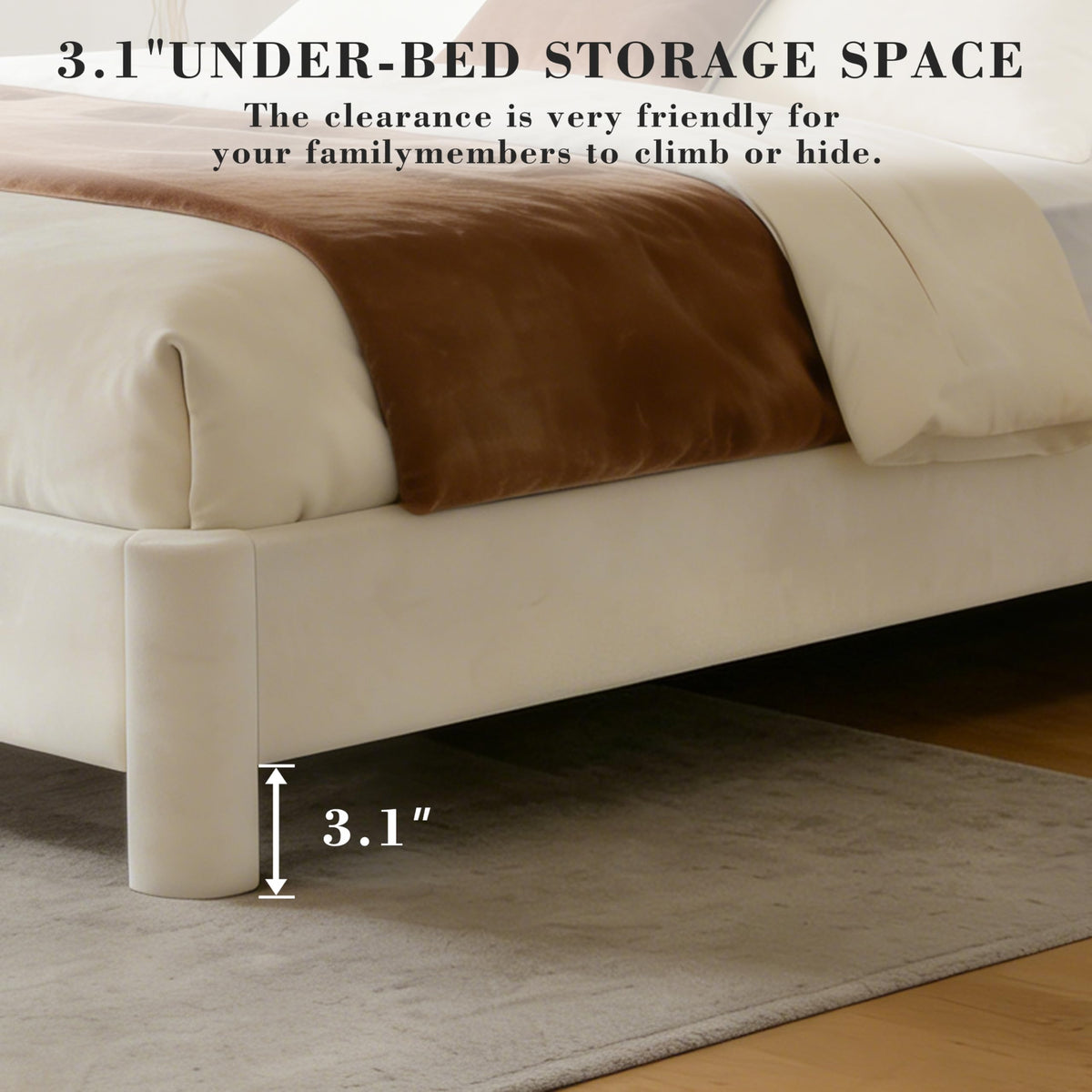 King Size Velvet Upholstered Bed Frame with Headboard O39964