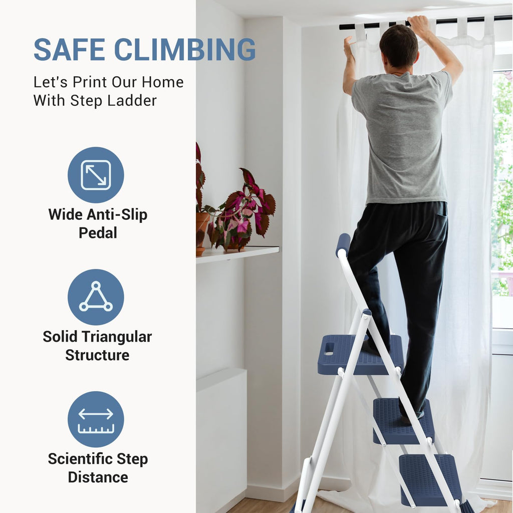3 Step Anti-Slip Handrail 500lbs Step Ladder L92535