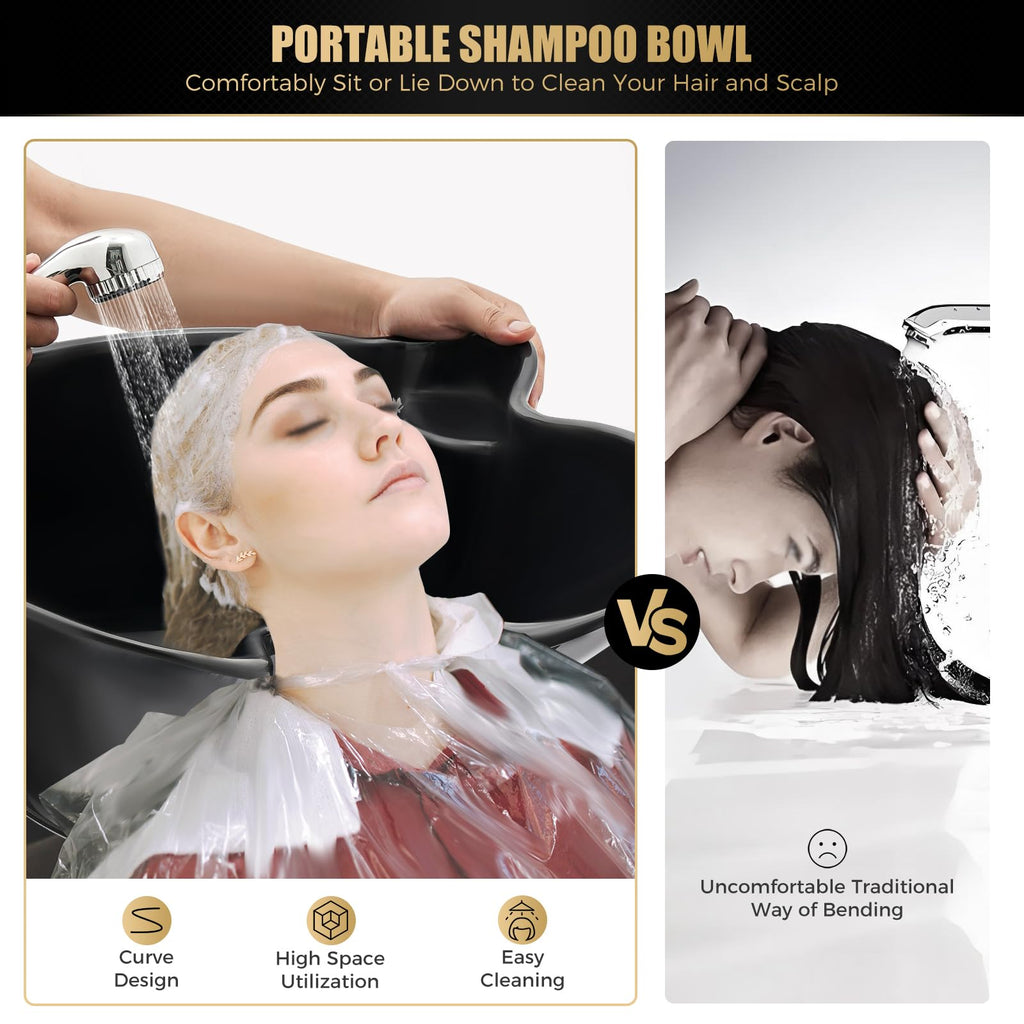 Electric Portable Shampoo Bowl with 2 Bucket and Drain Hoses F503480