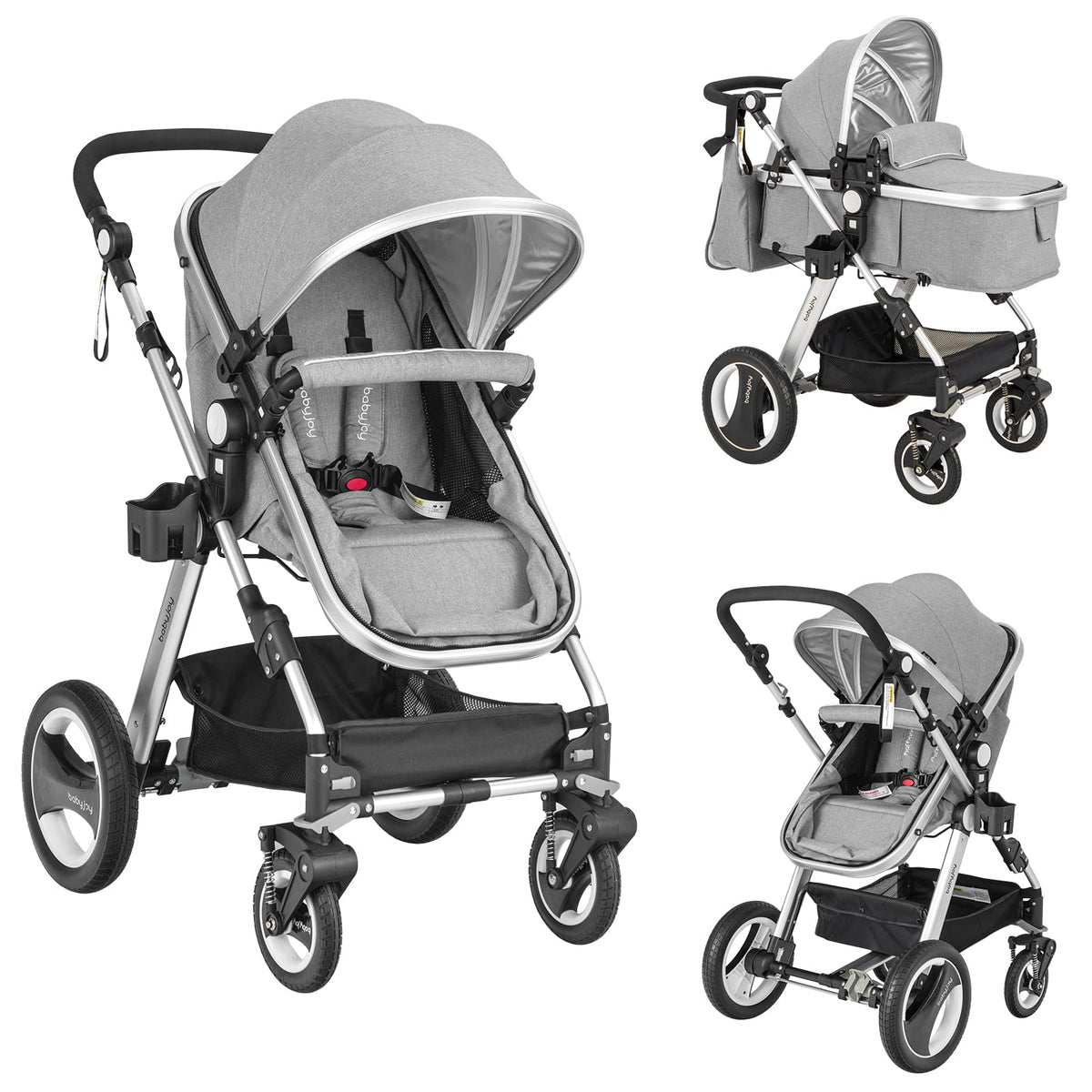 2-in-1 Convertible Bassinet Reclining Stroller B461