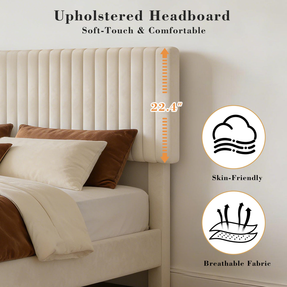 King Size Velvet Upholstered Bed Frame with Headboard O39964