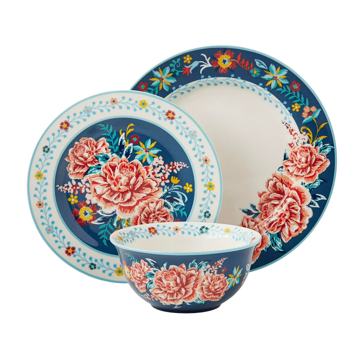 12-Piece Floral Stoneware Dinnerware Set Z836