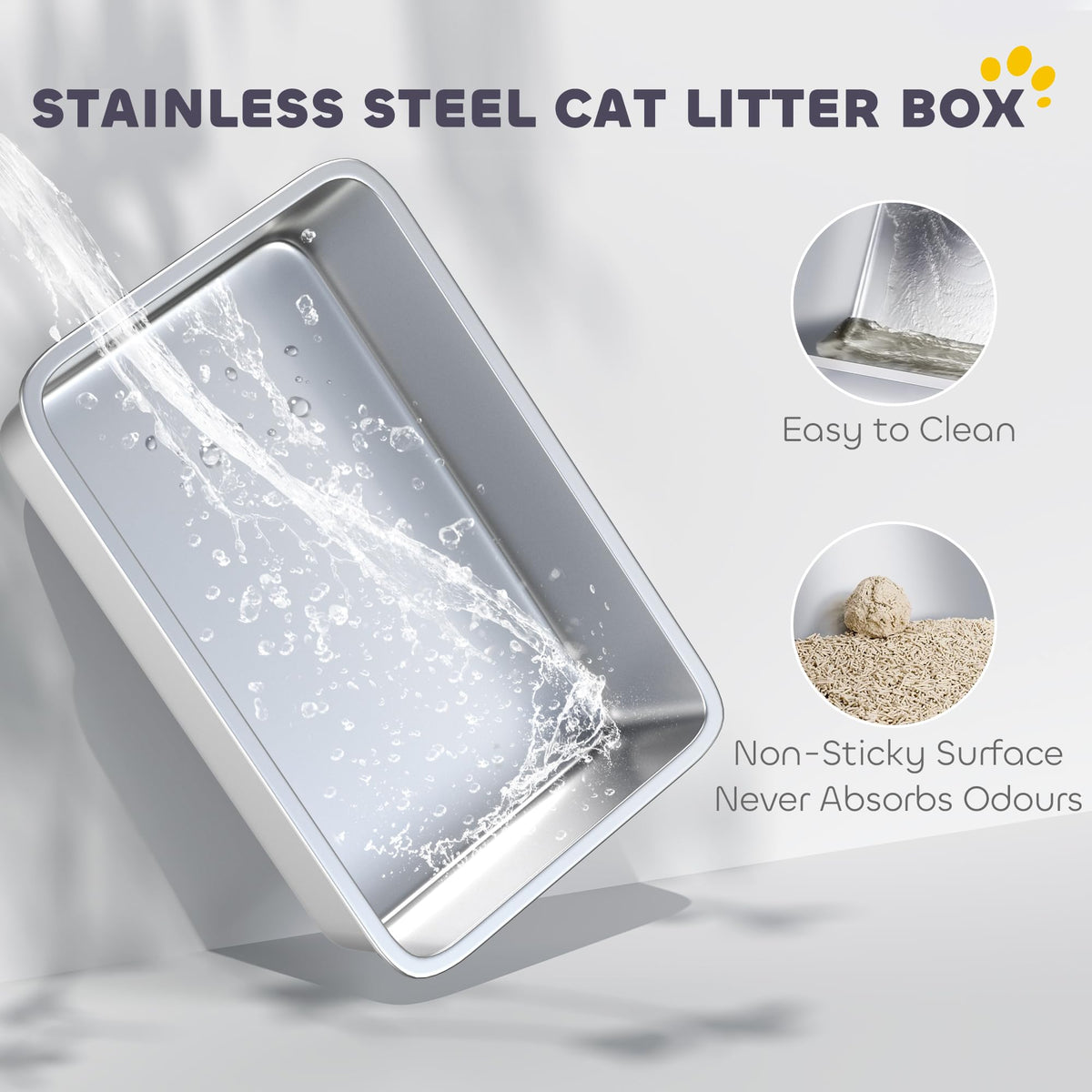Stainless Steel Extra Large High Sided Litter Box with Scoop P594950