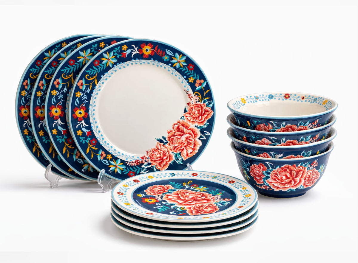12-Piece Floral Stoneware Dinnerware Set Z836