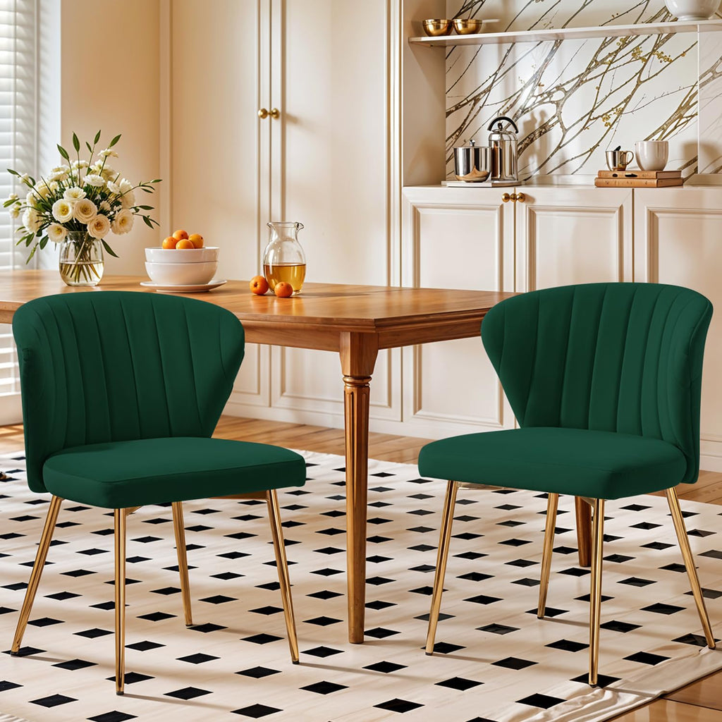 Velvet Dining Chairs Set of 2 Green C338