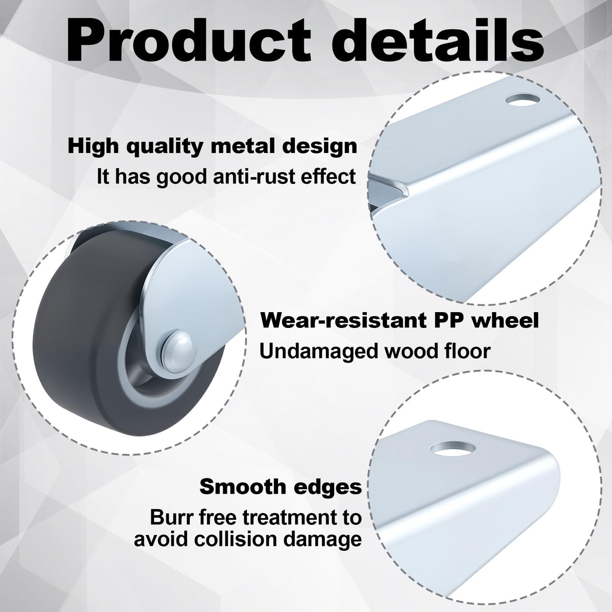 2 Pcs Rubber Swivel Casters G801171