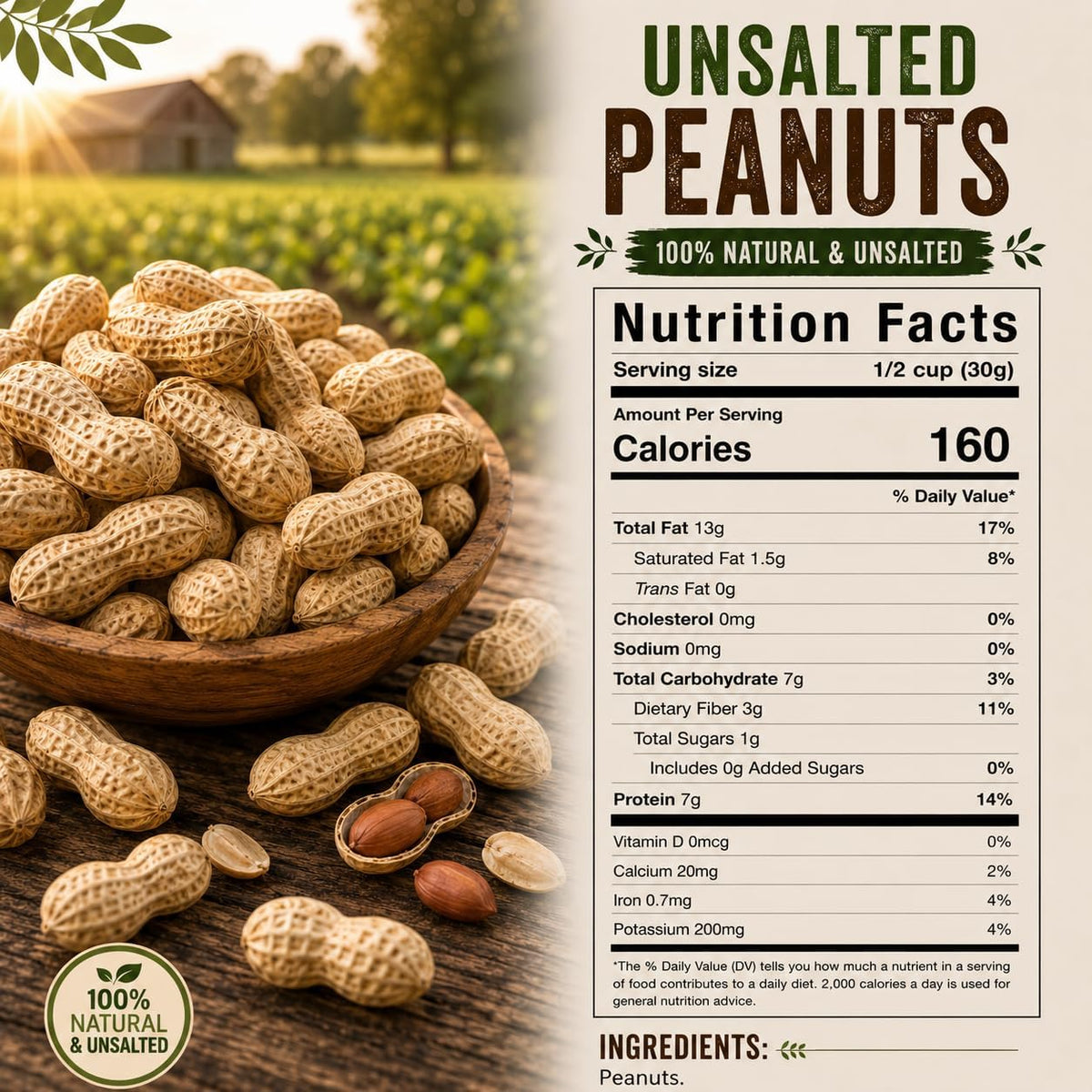 2 LB Unsalted Roasted Peanuts In Shell V834