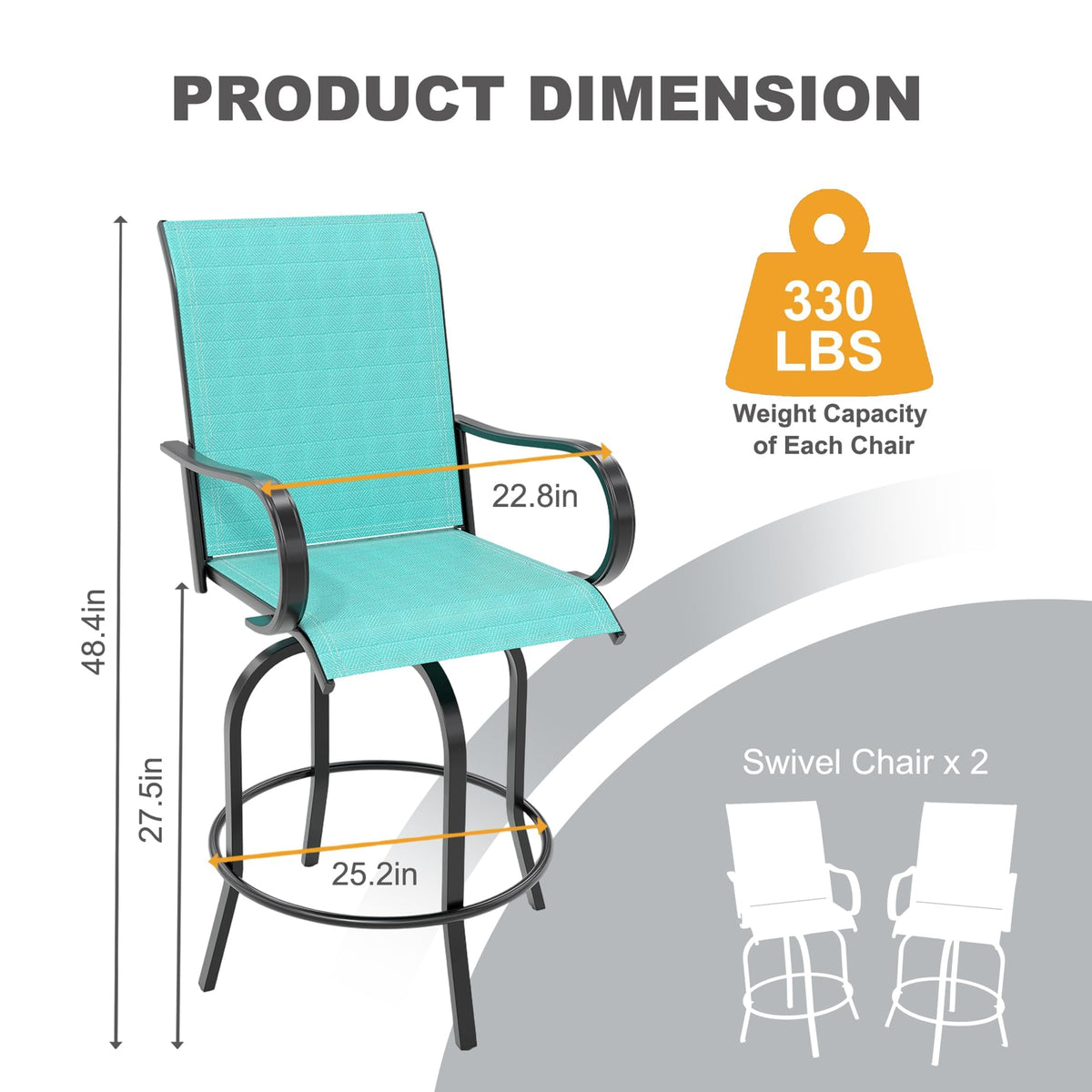 2 Piece 27.5" Patio Swivel Bar Stools W61336