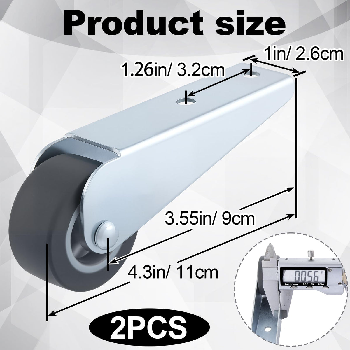 2 Pcs Rubber Swivel Casters G801171