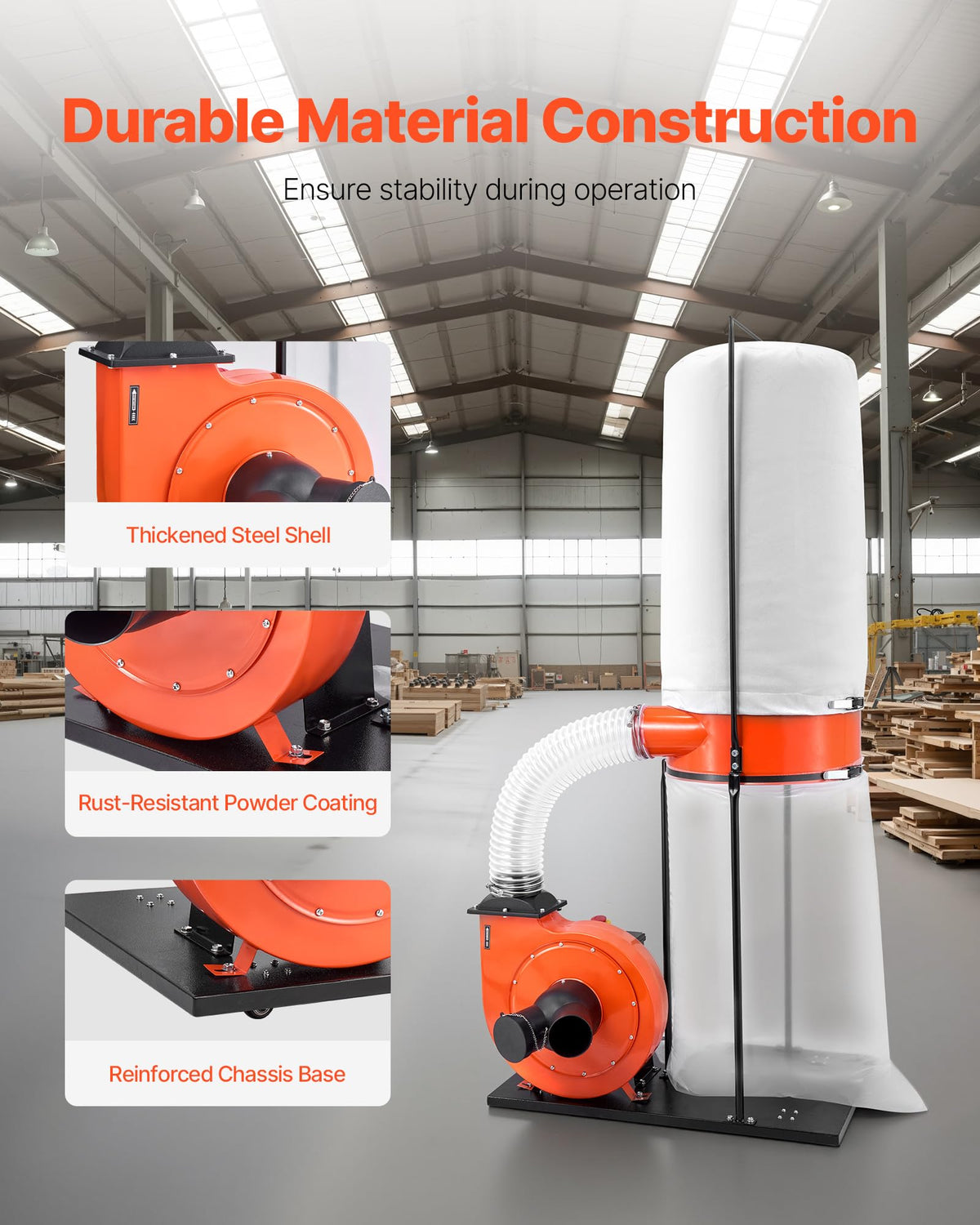 1100 CFM 2.5 Micron 1.5HP Dust Collector with 35-Gallon Bag B809997