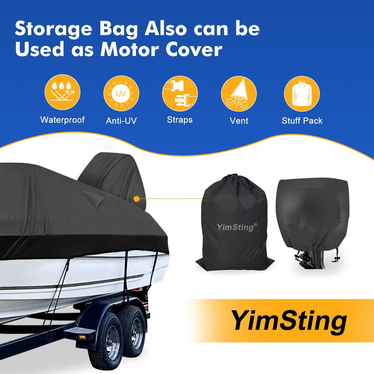 14-16 ft Waterproof V-Hull Boat Cover X291