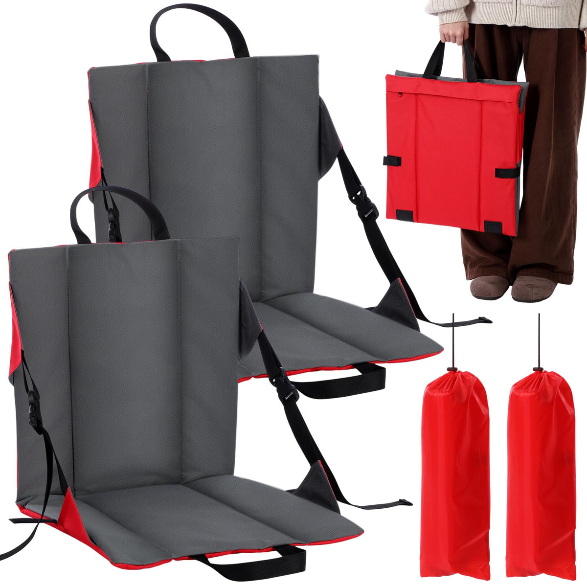 2 Pack Foldable Stadium Seats with Back Support N811967