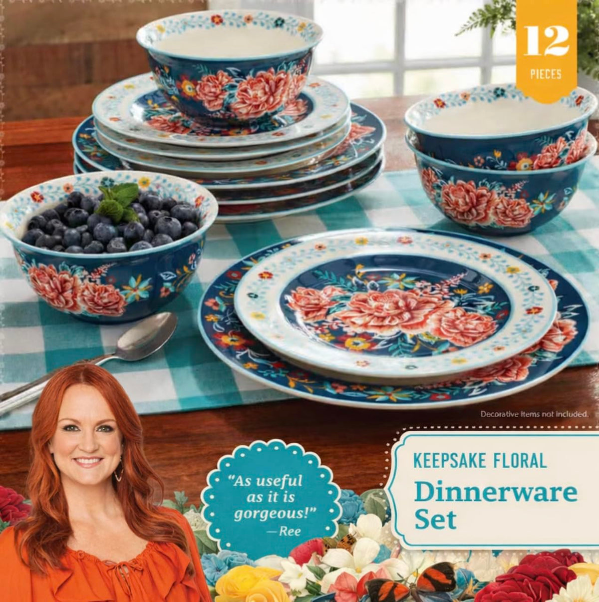 12-Piece Floral Stoneware Dinnerware Set Z836