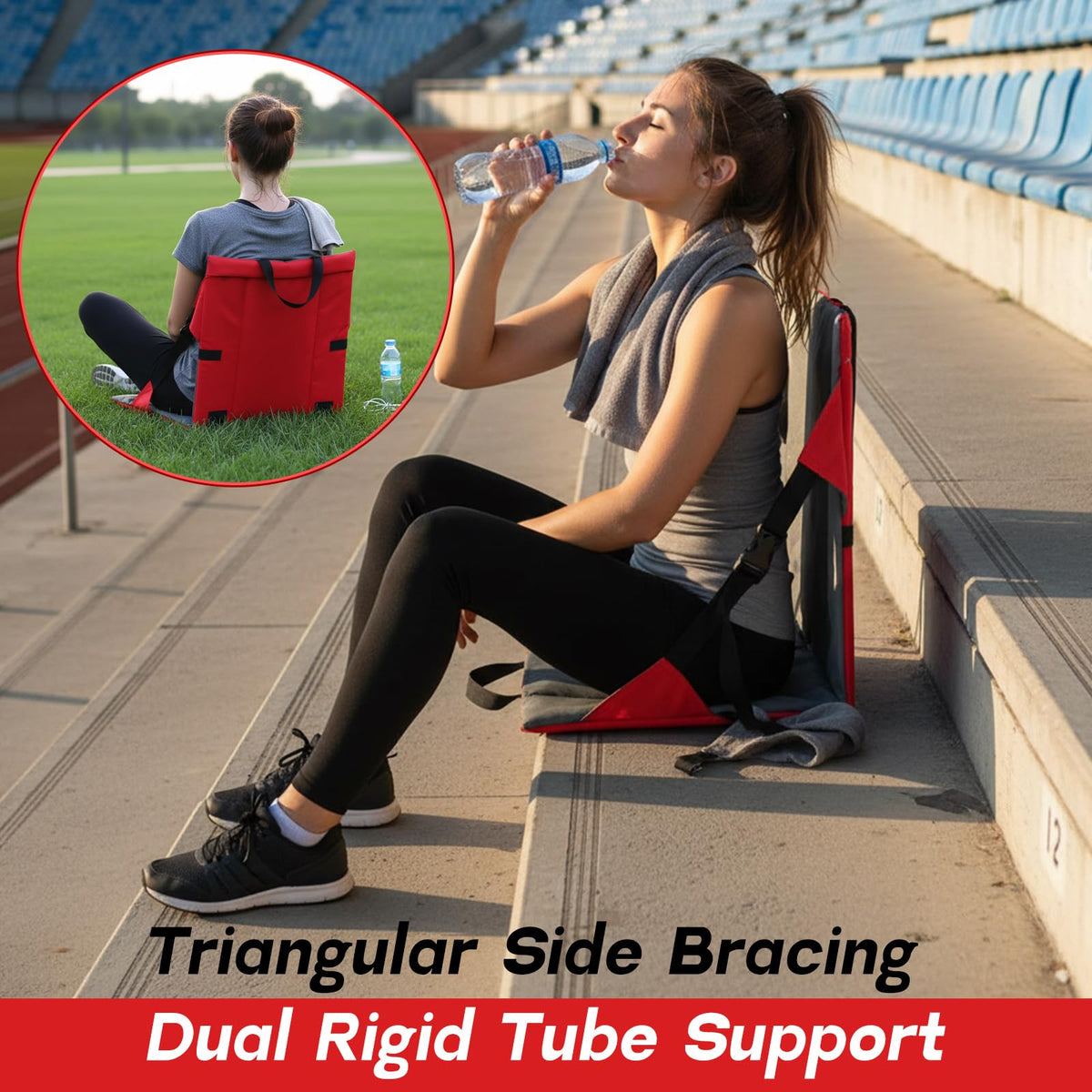 2 Pack Foldable Stadium Seats with Back Support N811967