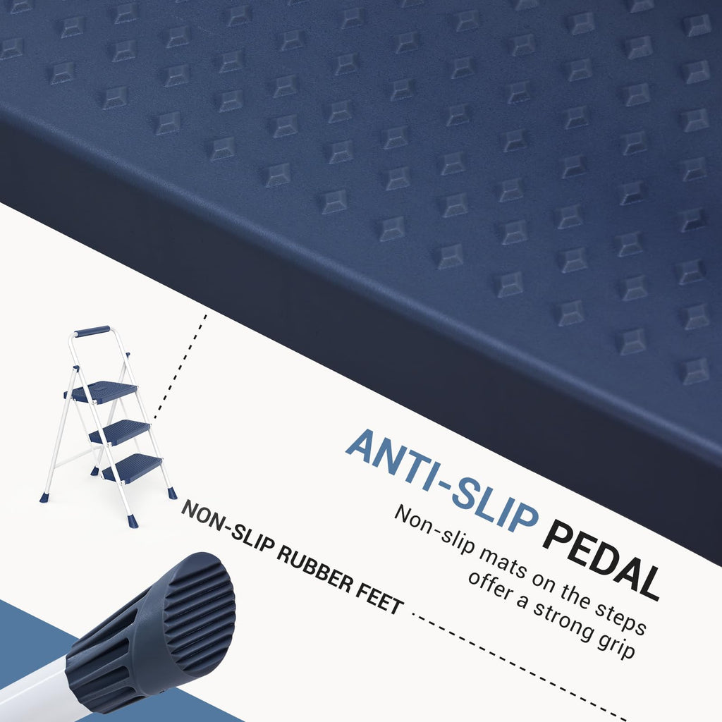 3 Step Anti-Slip Handrail 500lbs Step Ladder L92535