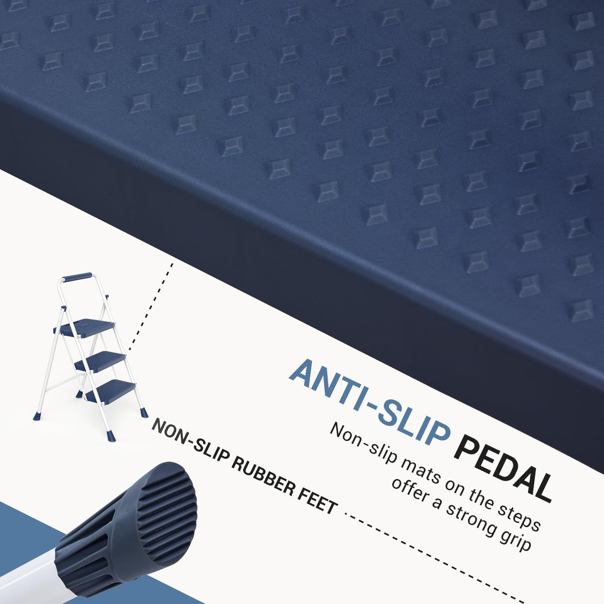 3 Step Anti-Slip Handrail 500lbs Step Ladder L92535