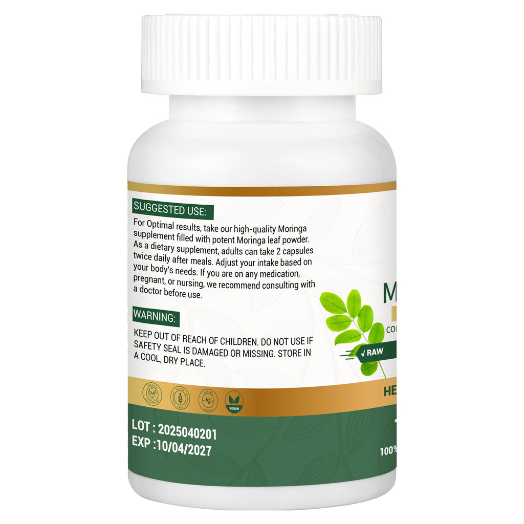 Organic Moringa Capsules 800mg 120 Count B191