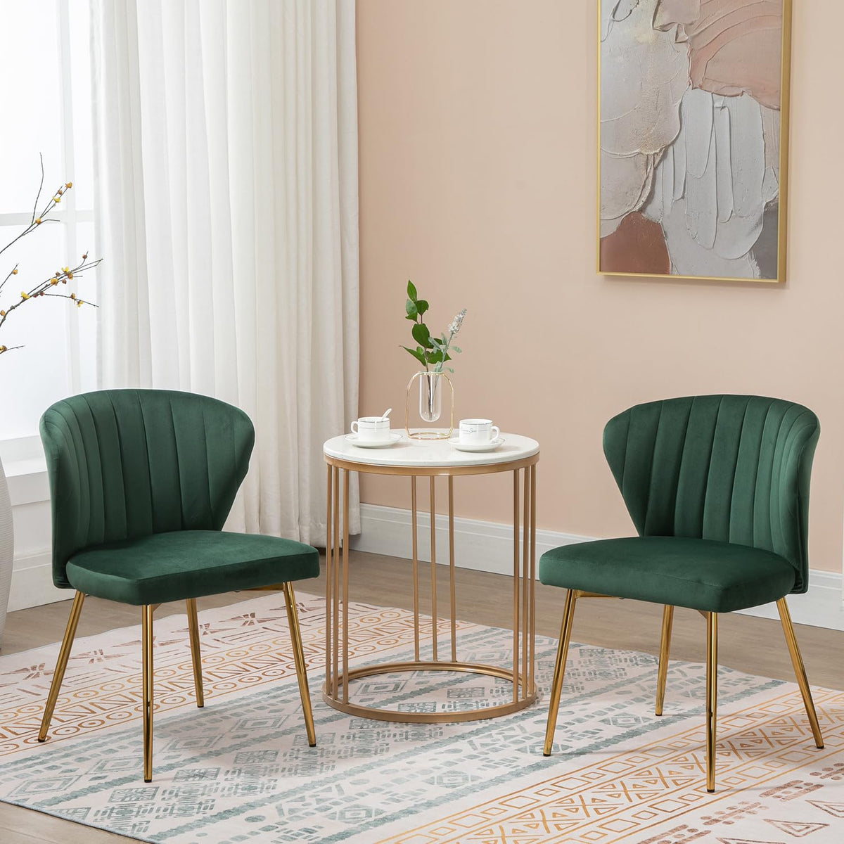 Velvet Dining Chairs Set of 2 Green C338