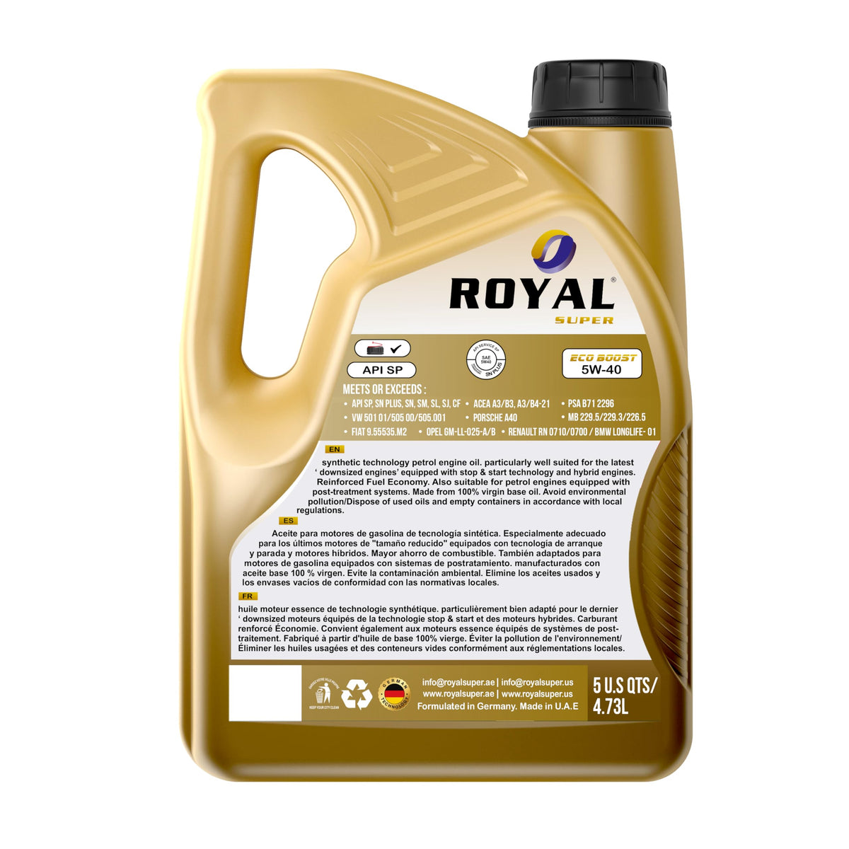 5W-40 Full Synthetic Engine Oil 5 US Quarts U4666