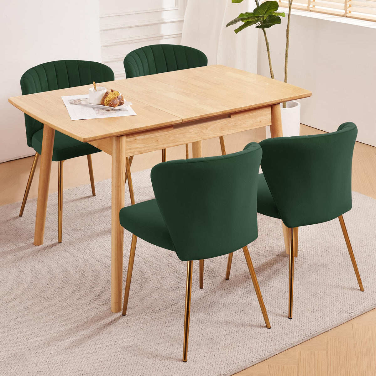 Velvet Dining Chairs Set of 2 Green C338