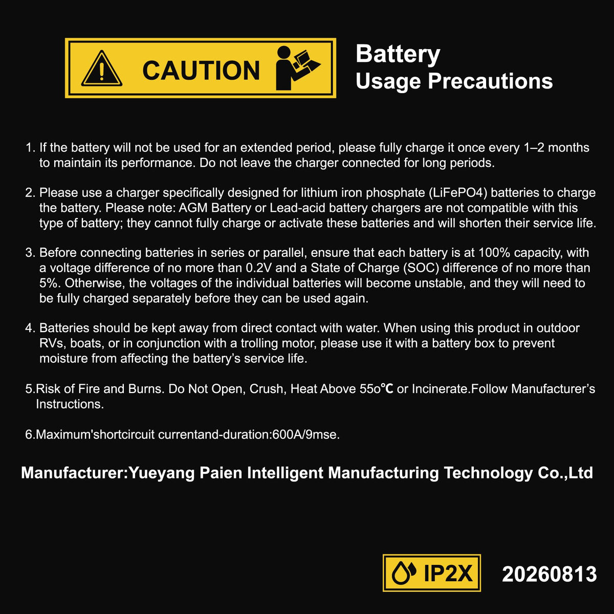 12V 100Ah LiFePO4 Battery with 100A BMS M336272