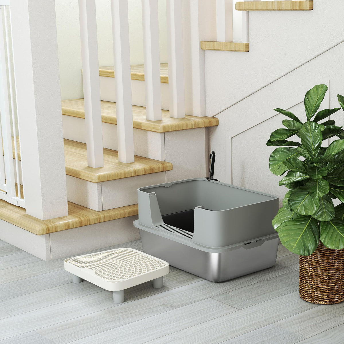 Stainless Steel Extra Large High Sided Litter Box with Scoop P594950