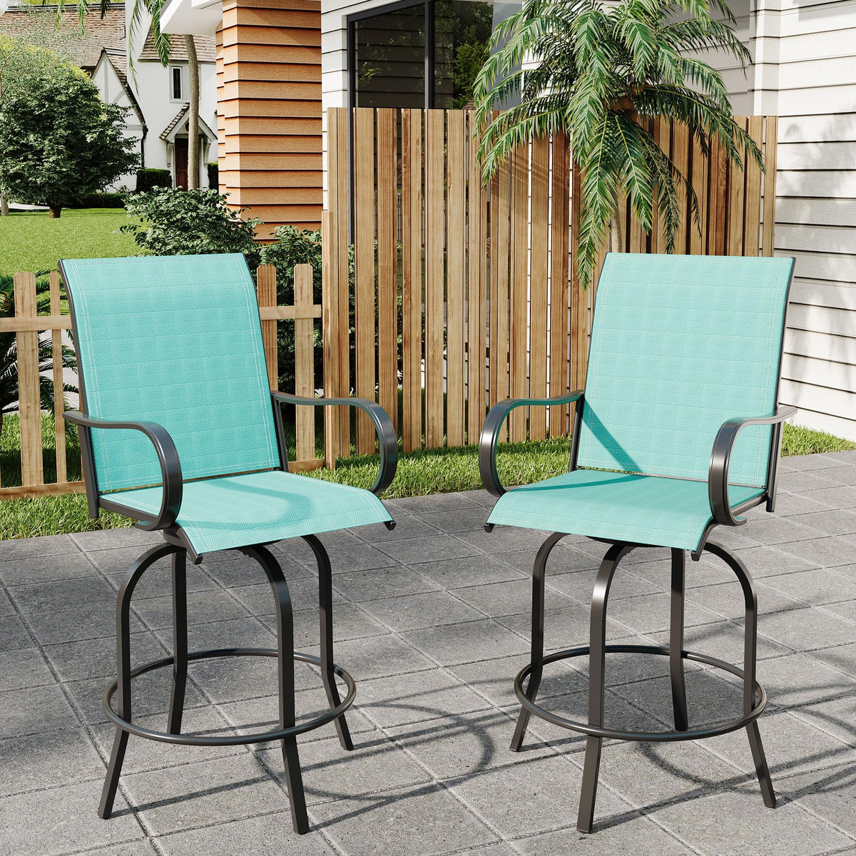 2 Piece 27.5" Patio Swivel Bar Stools W61336