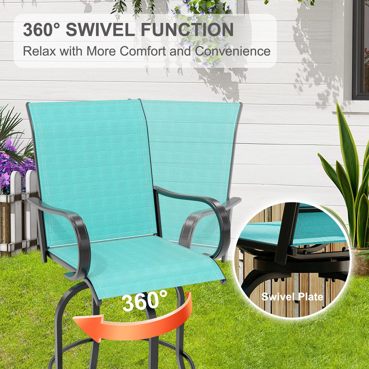 2 Piece 27.5" Patio Swivel Bar Stools W61336