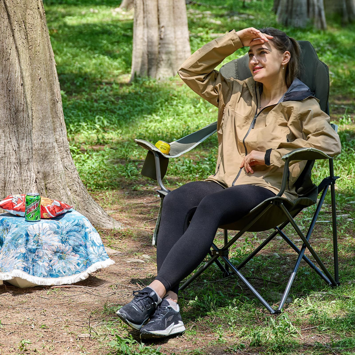 Folding Camping Chairs 2 Pack Green Y733860